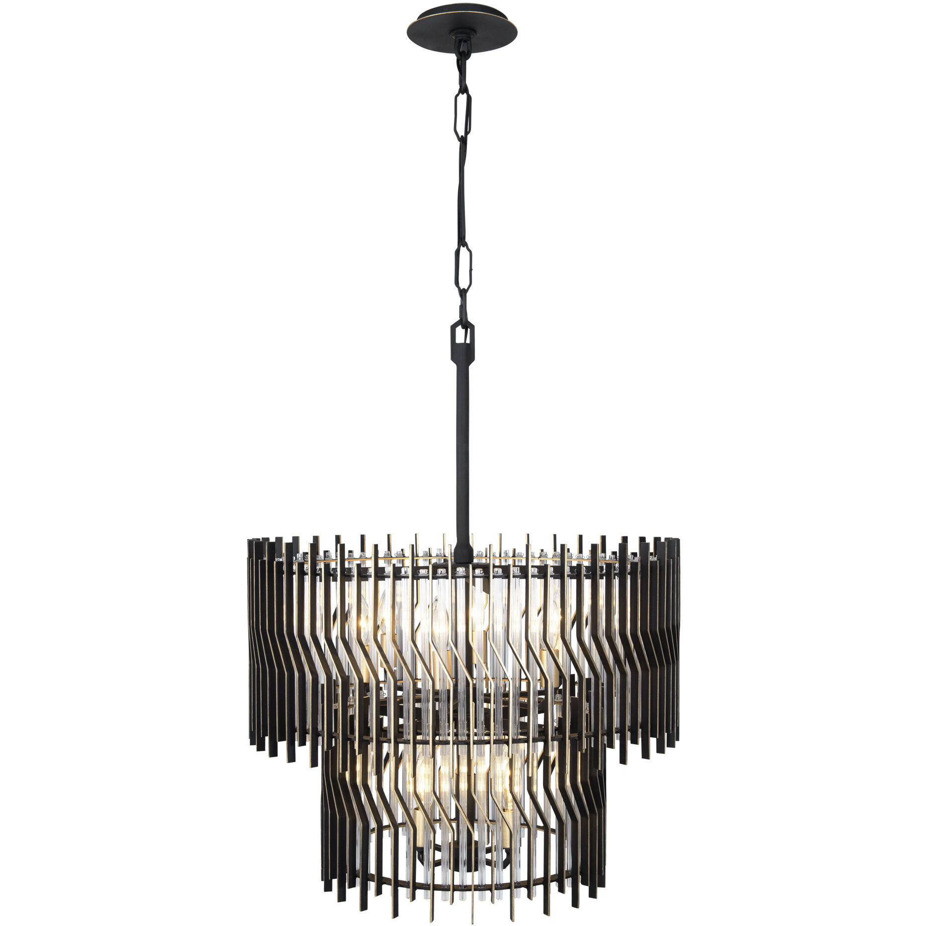 Park Row 10 Light 24 inch Matte Black and French Gold Chandelier Ceiling Light
