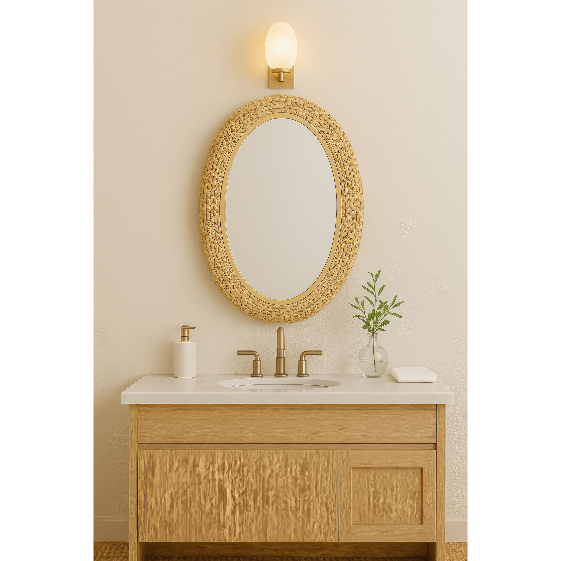 Athena 40.25 X 24.25 inch French Gold with Natural Seagrass Wall Mirror