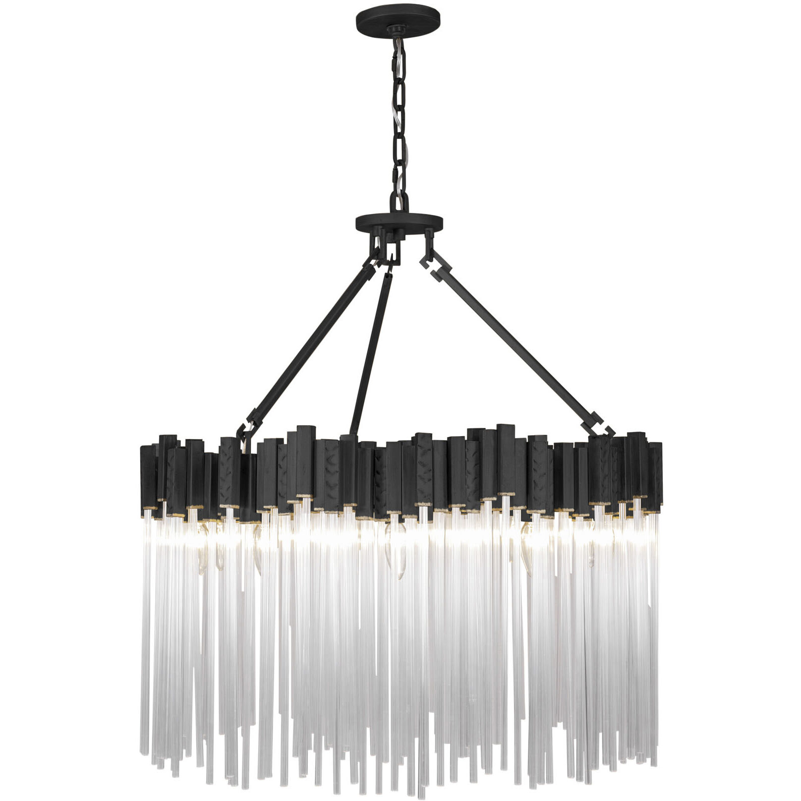 Matrix 10 Light 30 inch Matte Black and French Gold Pendant Ceiling Light