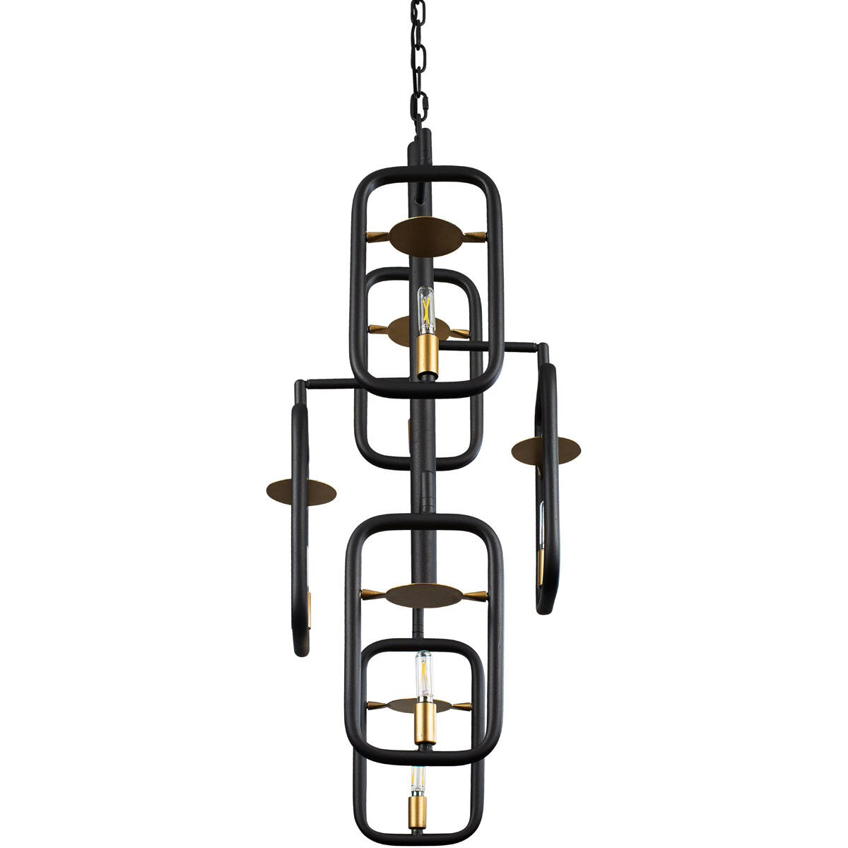 Bar None 6 Light 16 inch Aged Gold and Rustic Bronze Foyer Pendant Ceiling Light