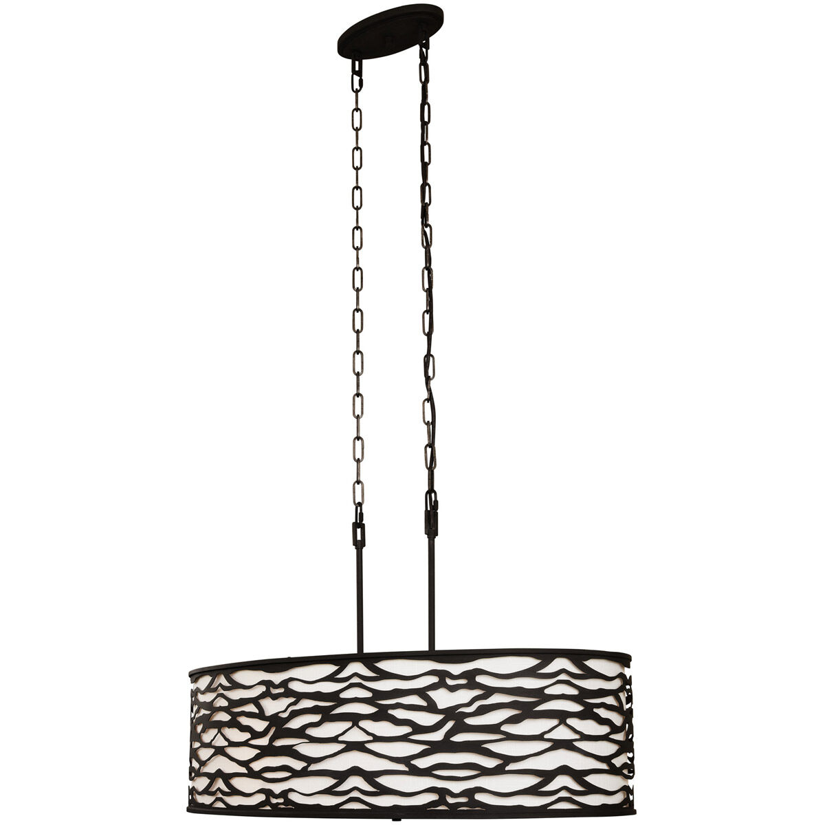 Kato 6 Light 36 inch Black Pendant Ceiling Light in Carbon