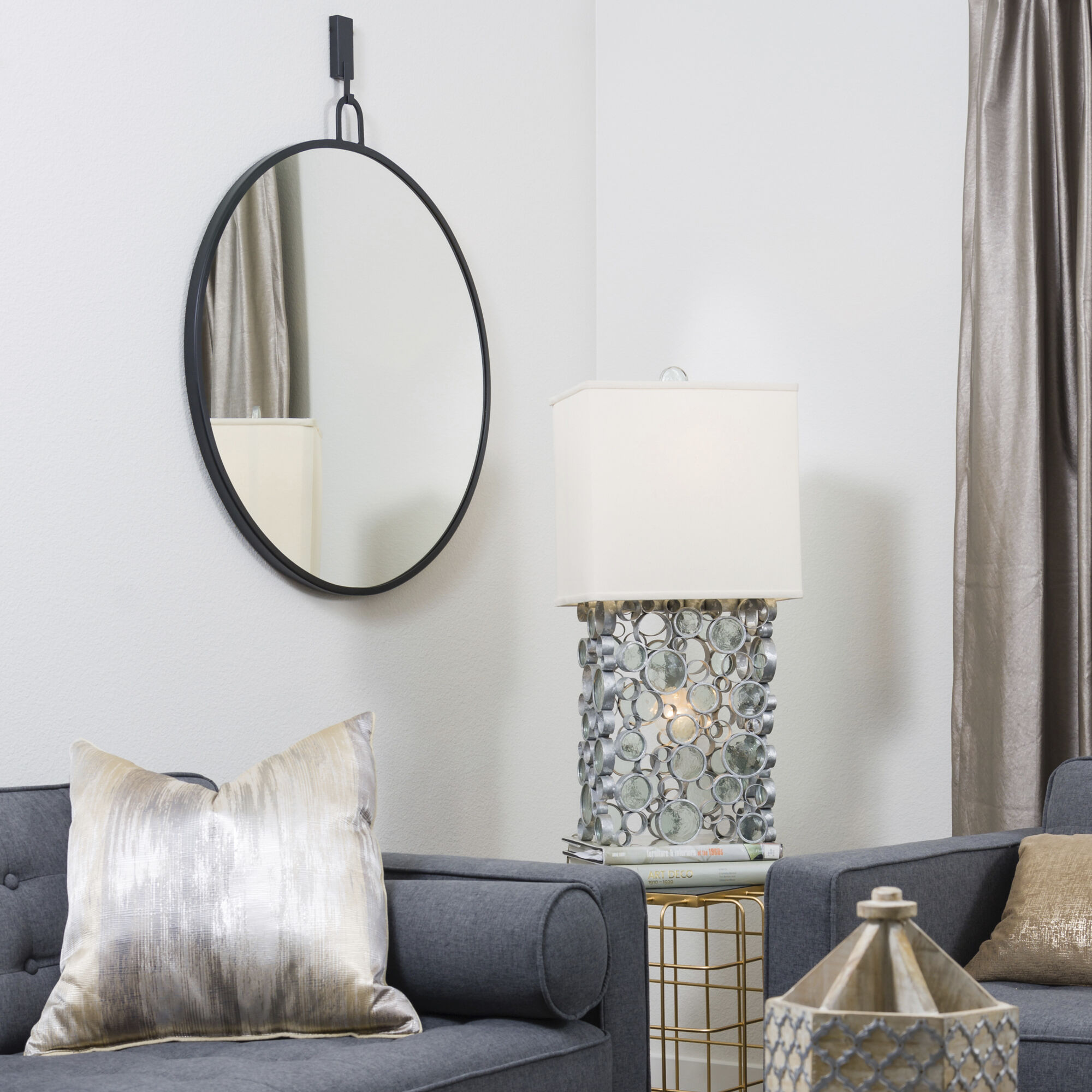 Stopwatch 33.25 X 30 inch Black Accent Mirror, Varaluz Casa