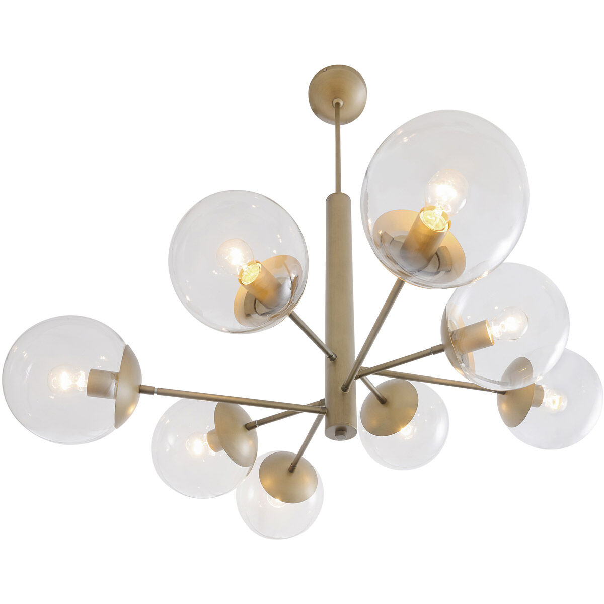 Mid-century 8 Light 39 inch Antique Brass Chandelier Ceiling Light