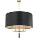 Secret Agent 5 Light 30 inch Gold and Black Leather Pendant Ceiling Light in Painted Gold and Black Leather