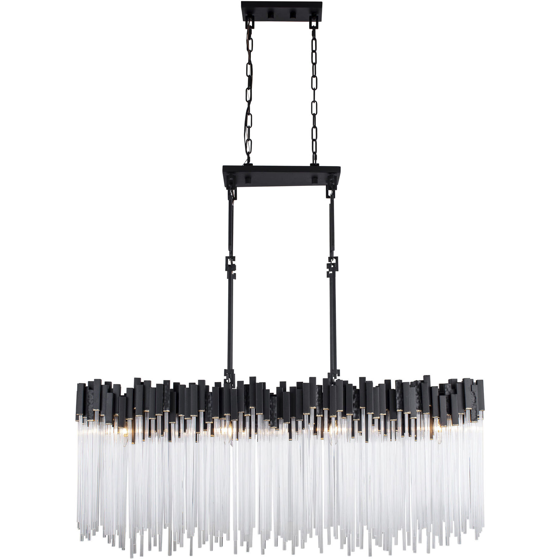 Matrix 8 Light 48.25 inch Matte Black and French Gold Linear Pendant Ceiling Light