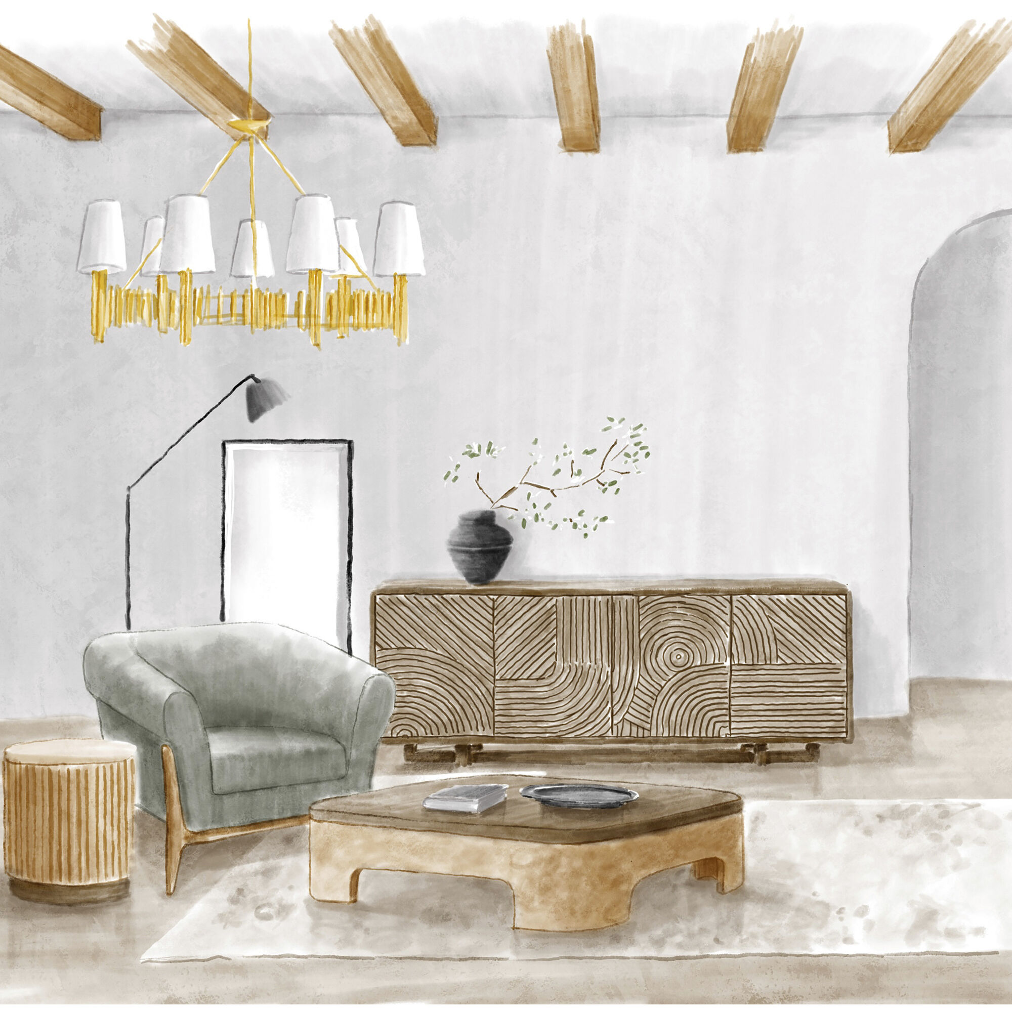 McKinney 44 X 44 inch Mushroom Oak with Mappa Burl Coffee Table