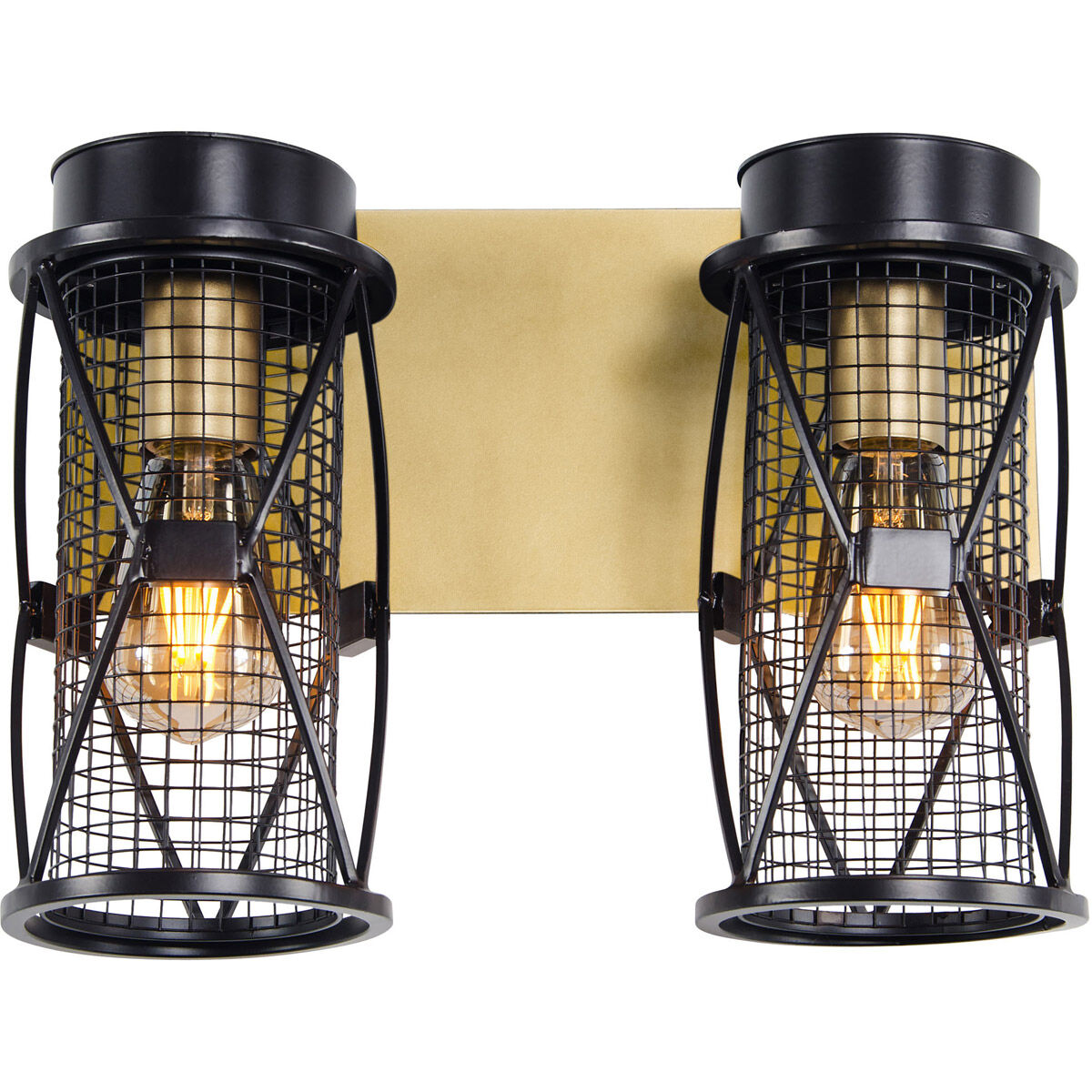 Harlequin 2 Light 14 inch Warm Bronze and Gold Bar Vanity Wall Light