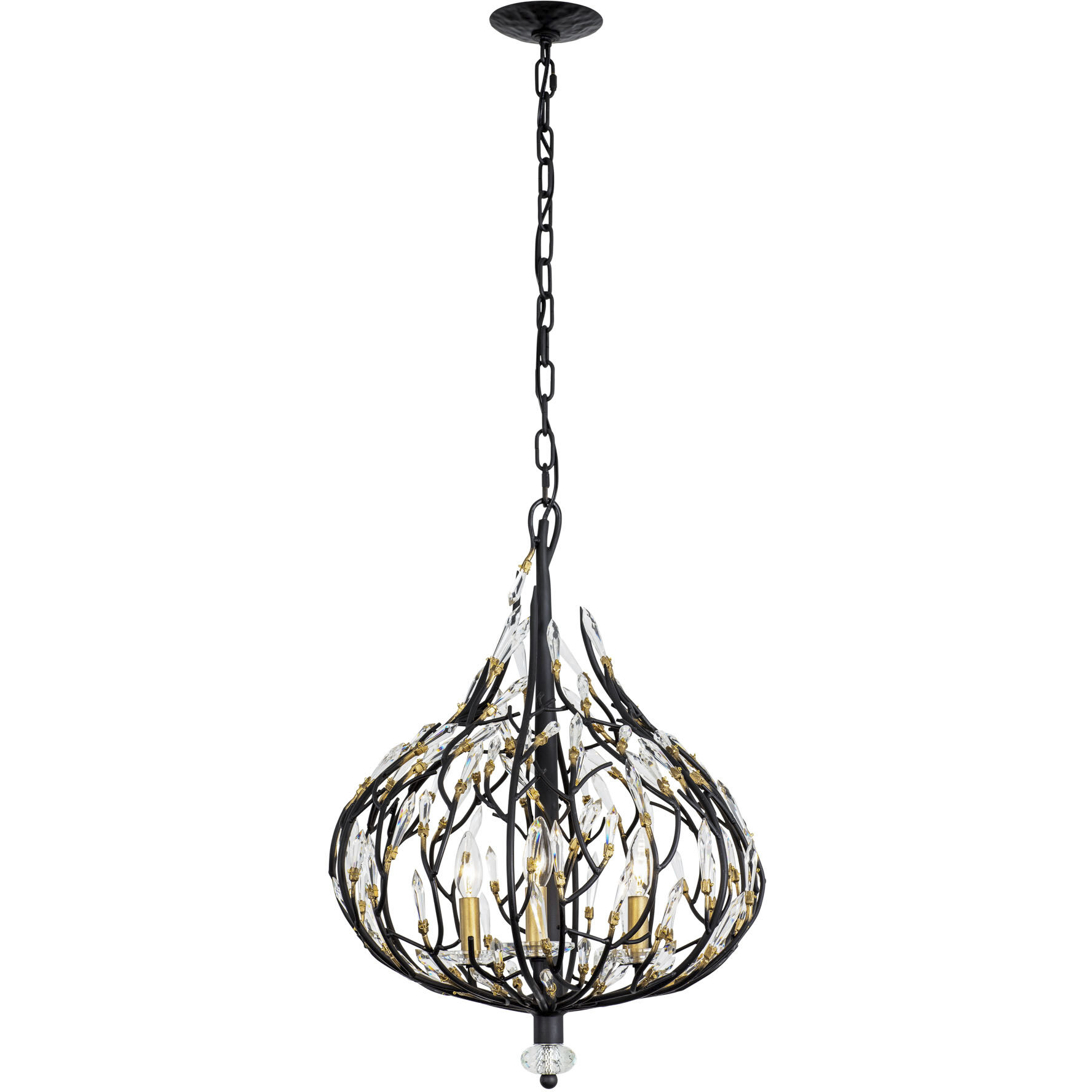 Bask 3 Light 18 inch Matte Black and French Gold Pendant Ceiling Light