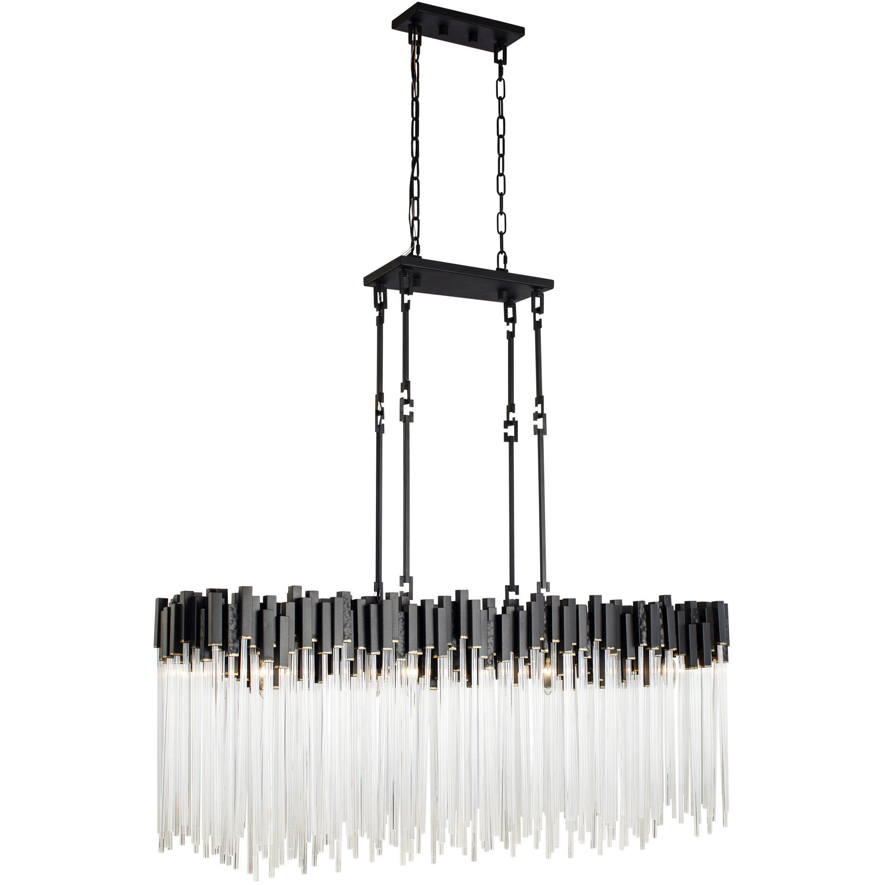 Matrix 8 Light 48.25 inch Matte Black and French Gold Linear Pendant Ceiling Light