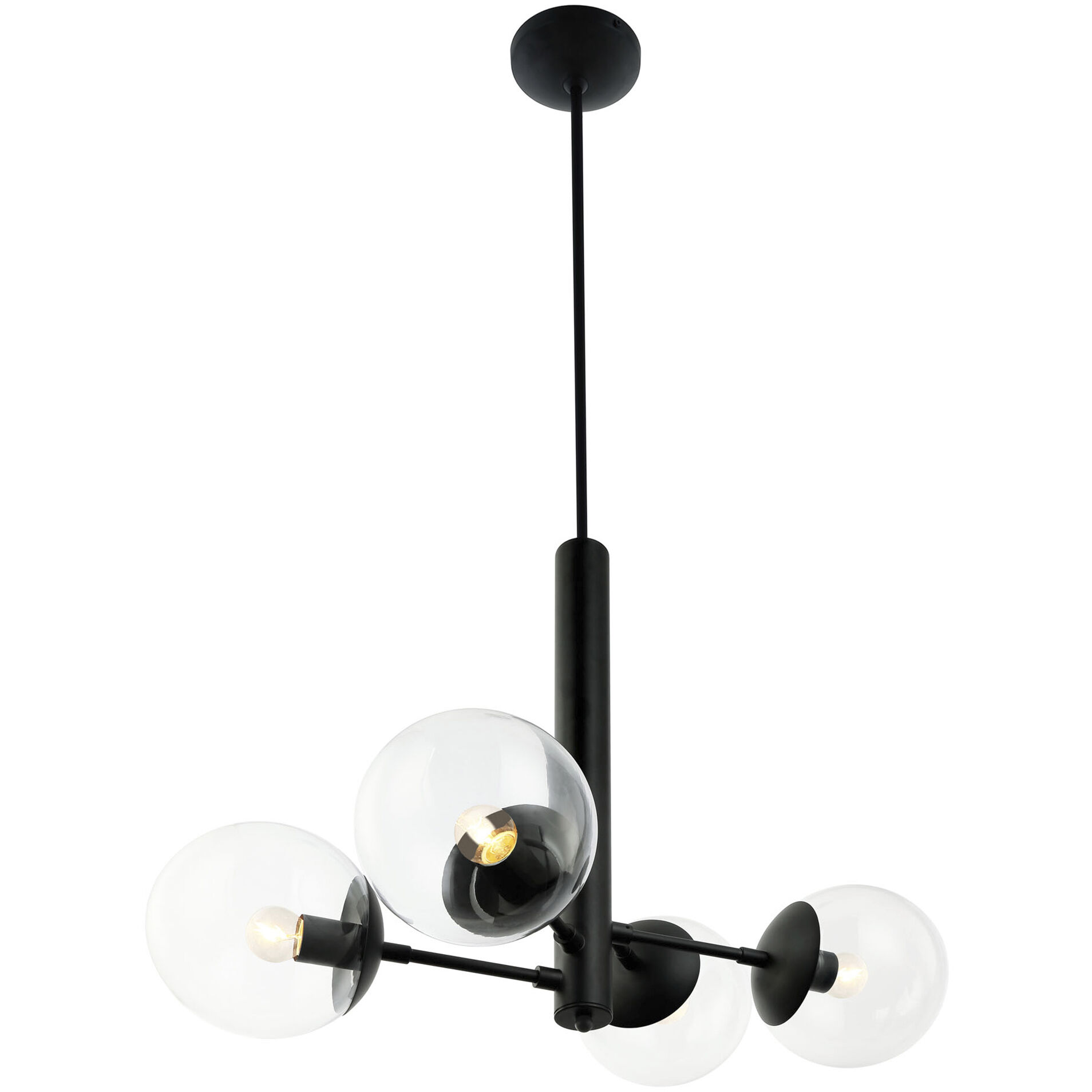 Mid-Century 4 Light 28.5 inch Black Chandelier Ceiling Light