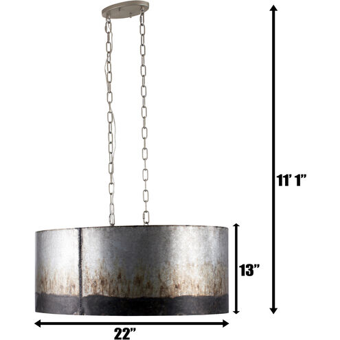 Cannery 6 Light 30 inch Ombre Galvanized Linear Pendant Ceiling Light