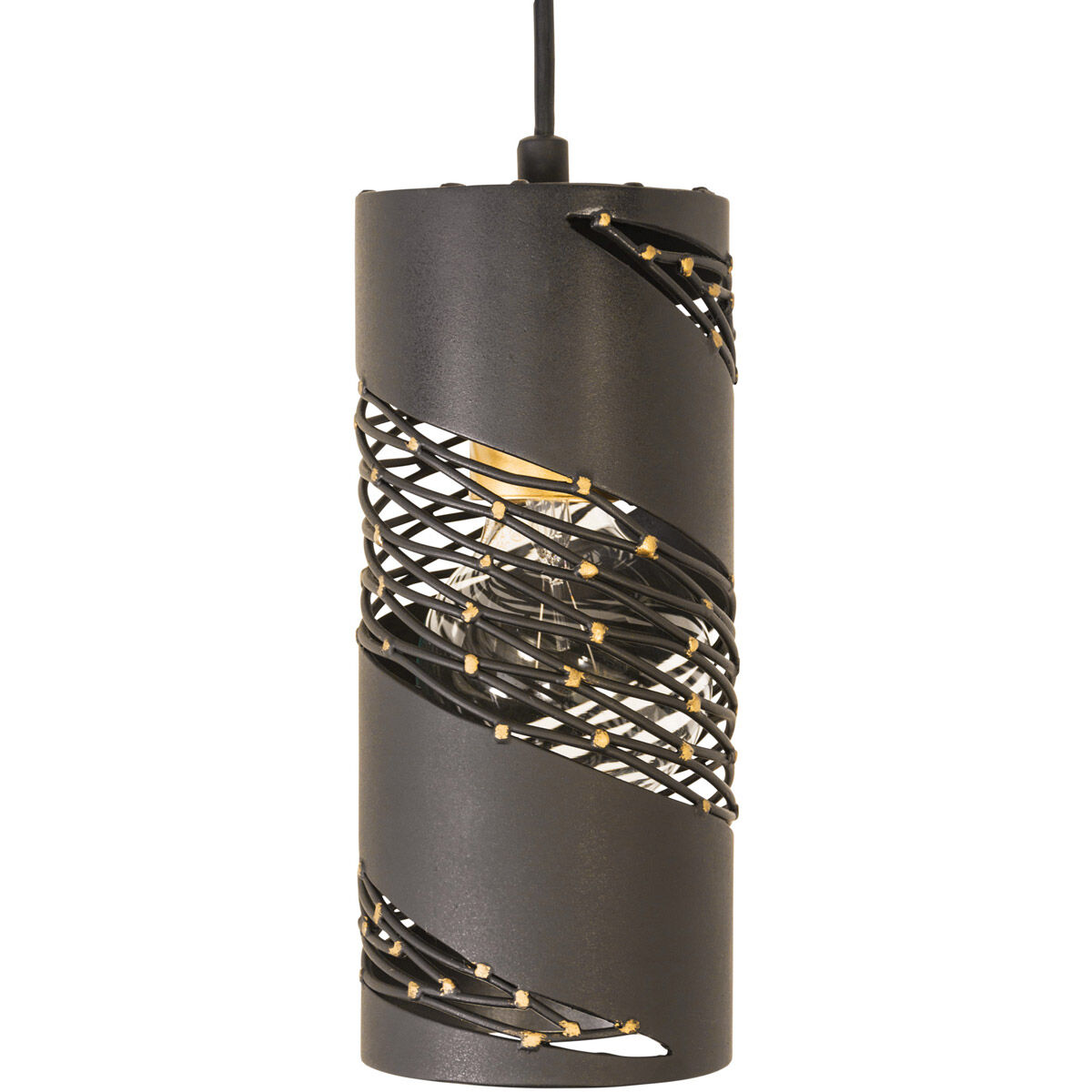 Flow 1 Light 4 inch Gold Mini Pendant Ceiling Light in Matte Black/French Gold