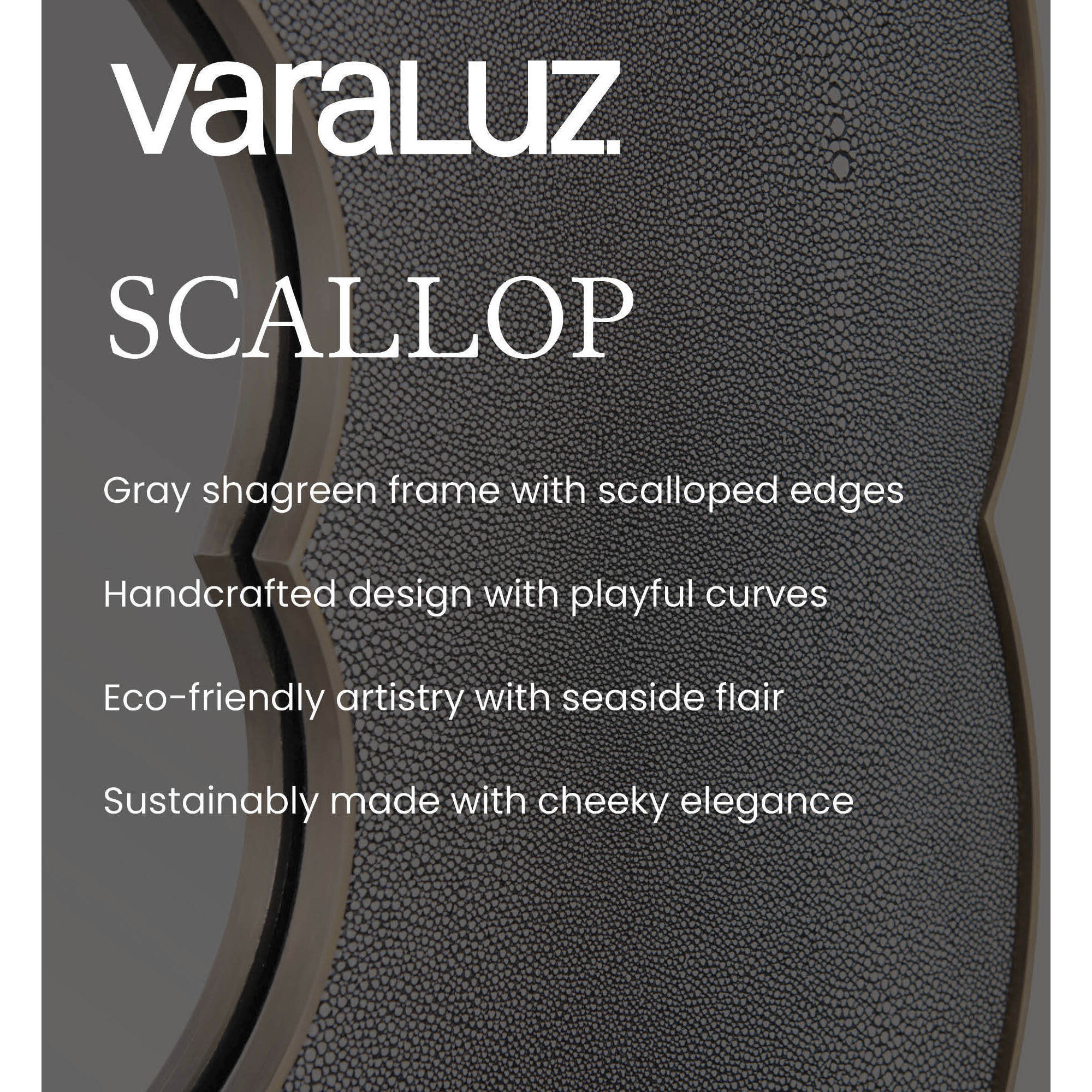 Scallop 36 X 36 inch Gray Shagreen with Weathered Brass Wall Mirror, Varaluz Casa