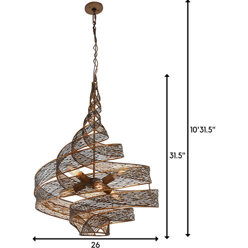 Flow 6 Light 26 inch Hammered Ore Pendant Ceiling Light