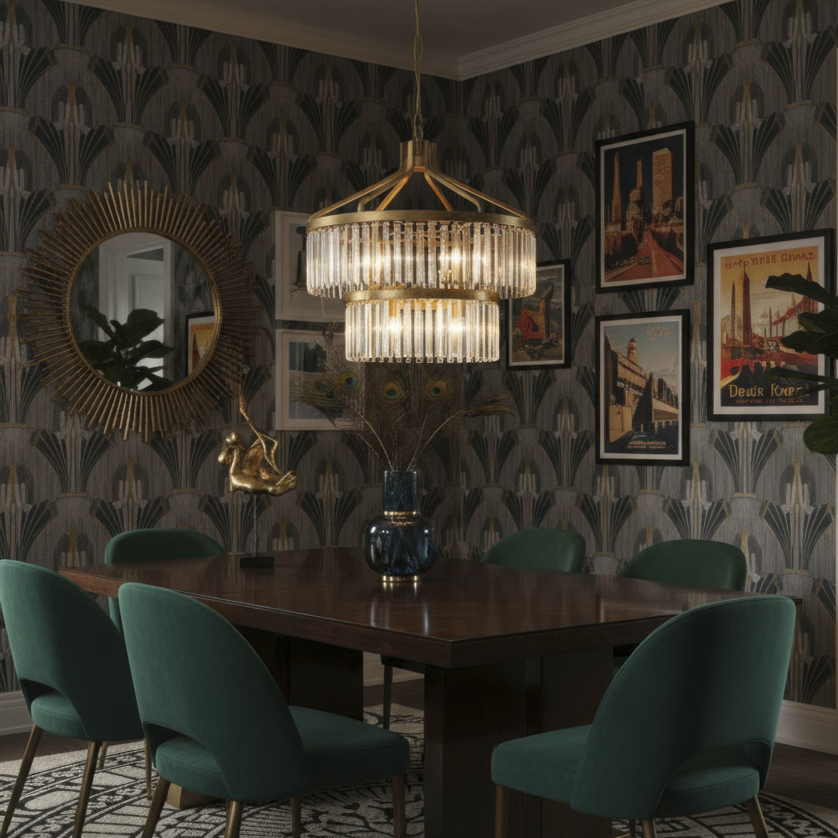 Social Club 9 Light 23.25 inch Havana Gold Pendant Ceiling Light