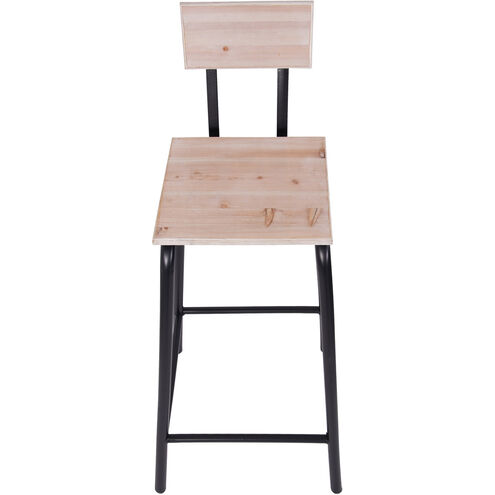 Nell 38 inch Black and Rustic Light Wood Bar Stool