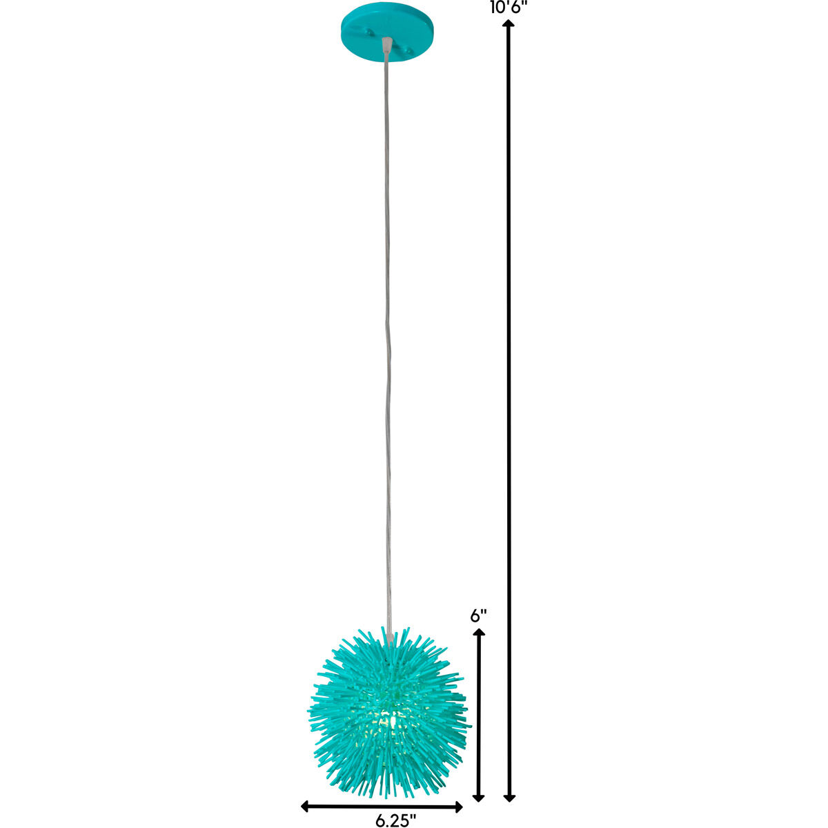 Urchin 1 Light 6.25 inch Aqua Velvet Mini Pendant Ceiling Light