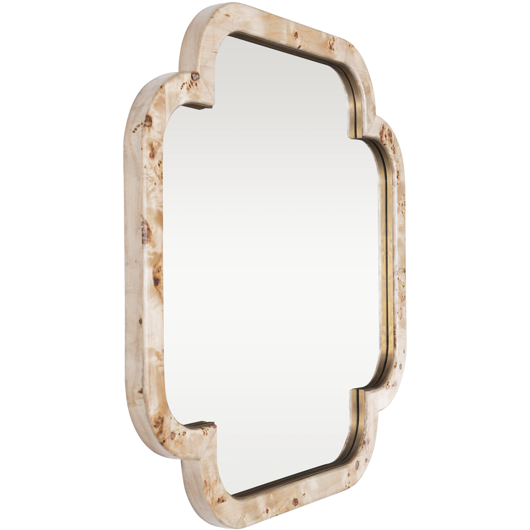 Swiss 36 X 36 inch Poplar Burl with Weathered Brass Wall Mirror