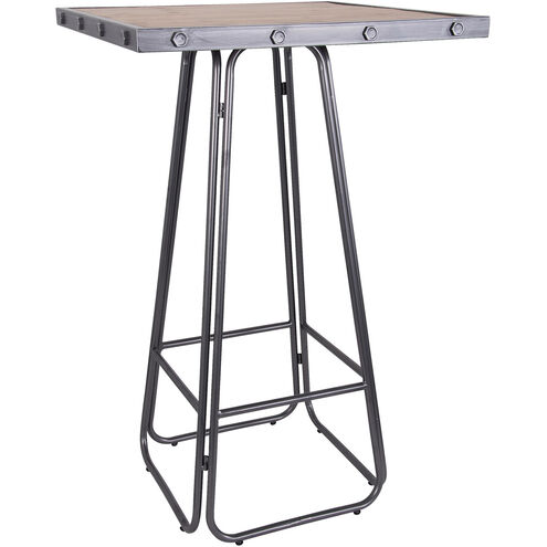Nell 28 inch Gunmetal Gray and Rustic Light Wood Pub Table