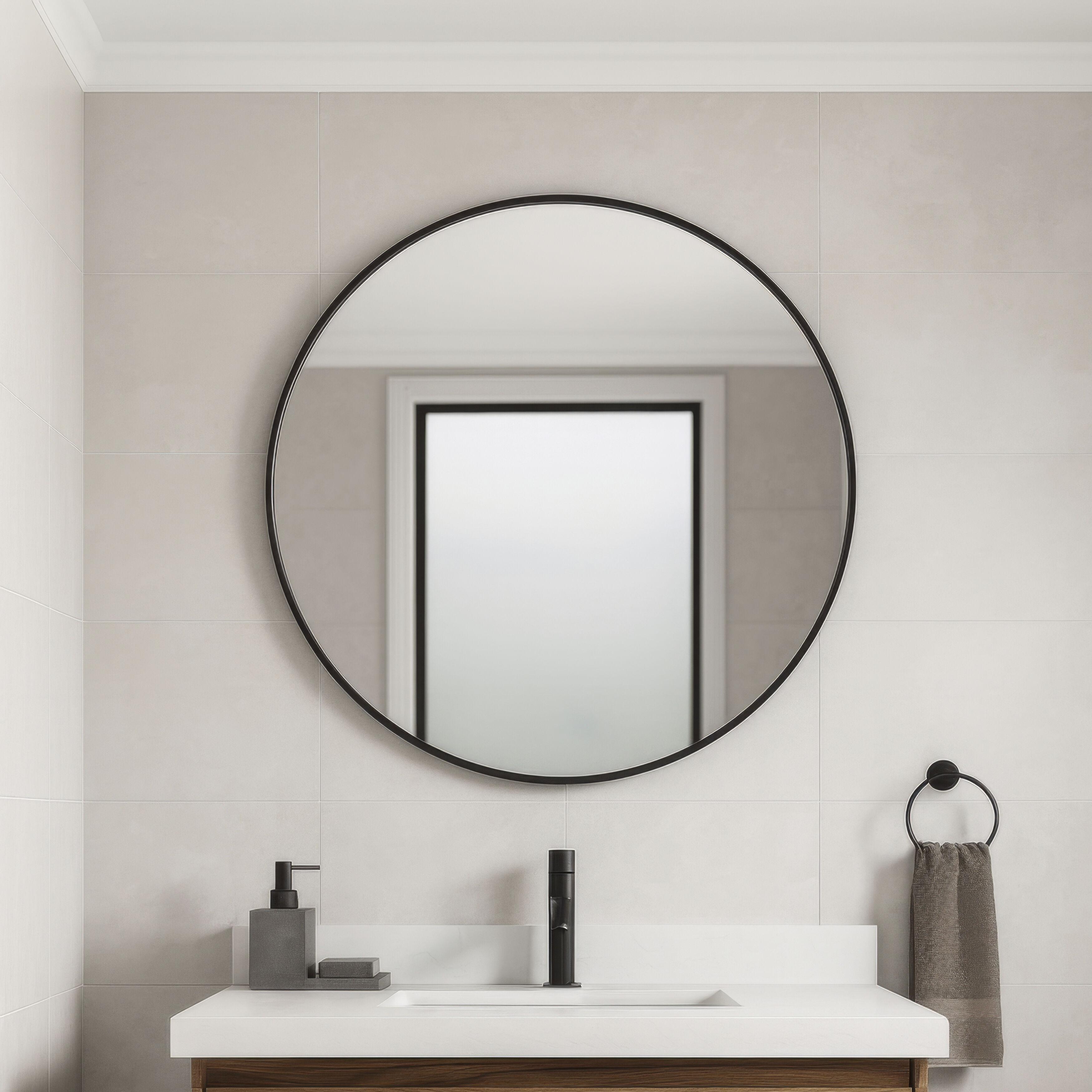 Tablet 30 X 30 inch Black Wall Mirror