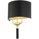 Secret Agent Sconce Wall Light in Painted Gold and Black Leather