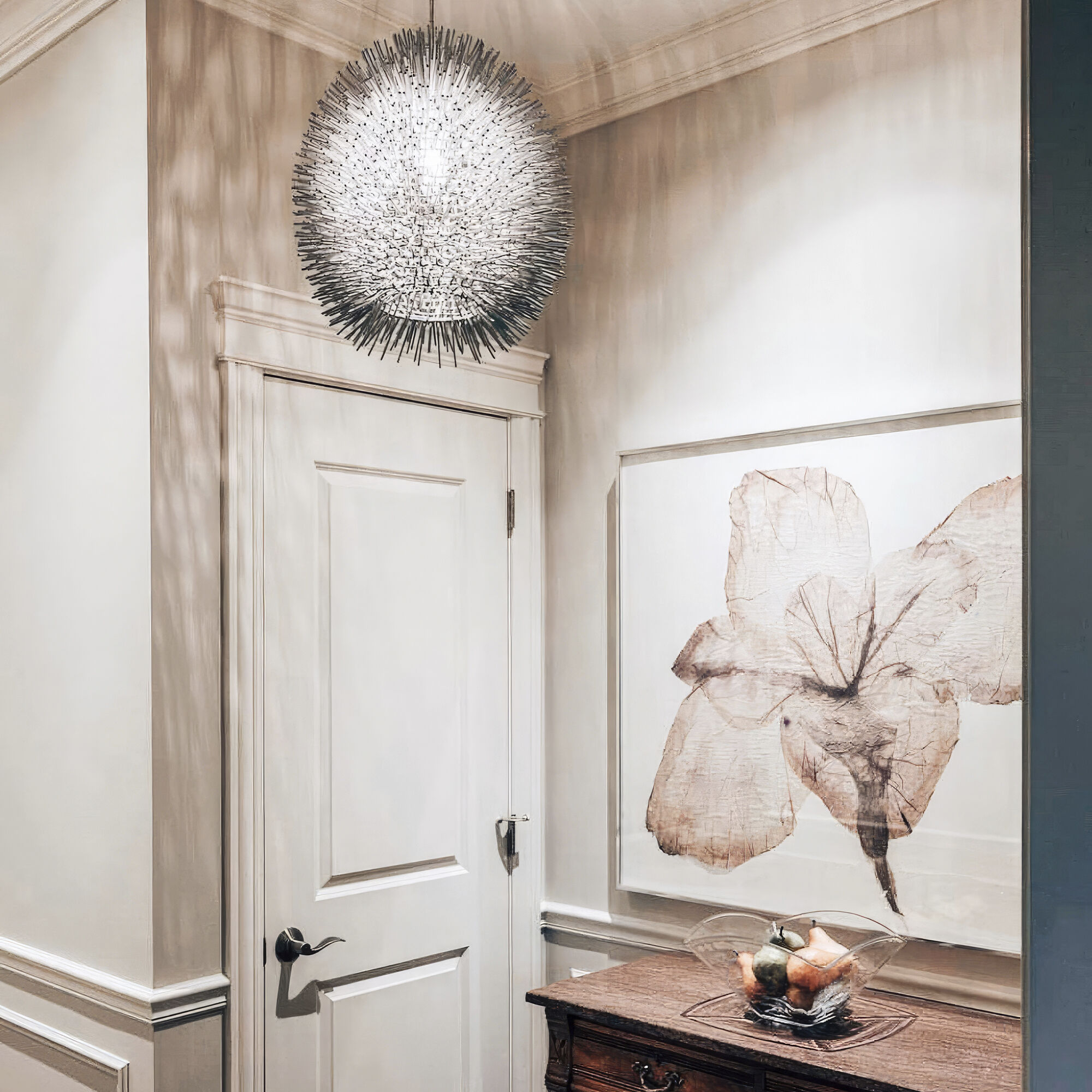 Urchin 1 Light 13 inch Painted Chrome Pendant Ceiling Light