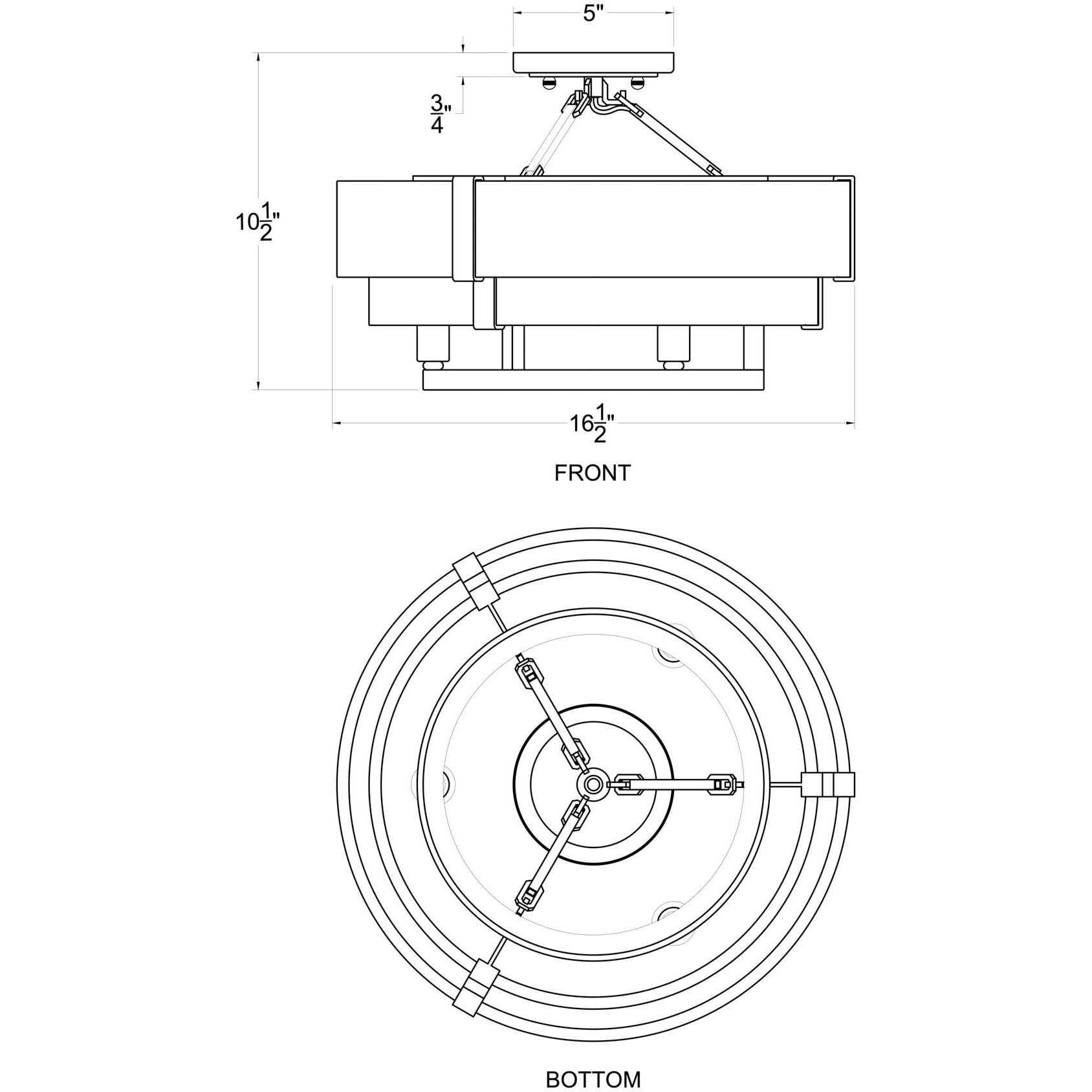 Blonde Moment 3 Light 16.5 inch Matte Black and Honey with Medium Oak Semi-Flush Ceiling Light