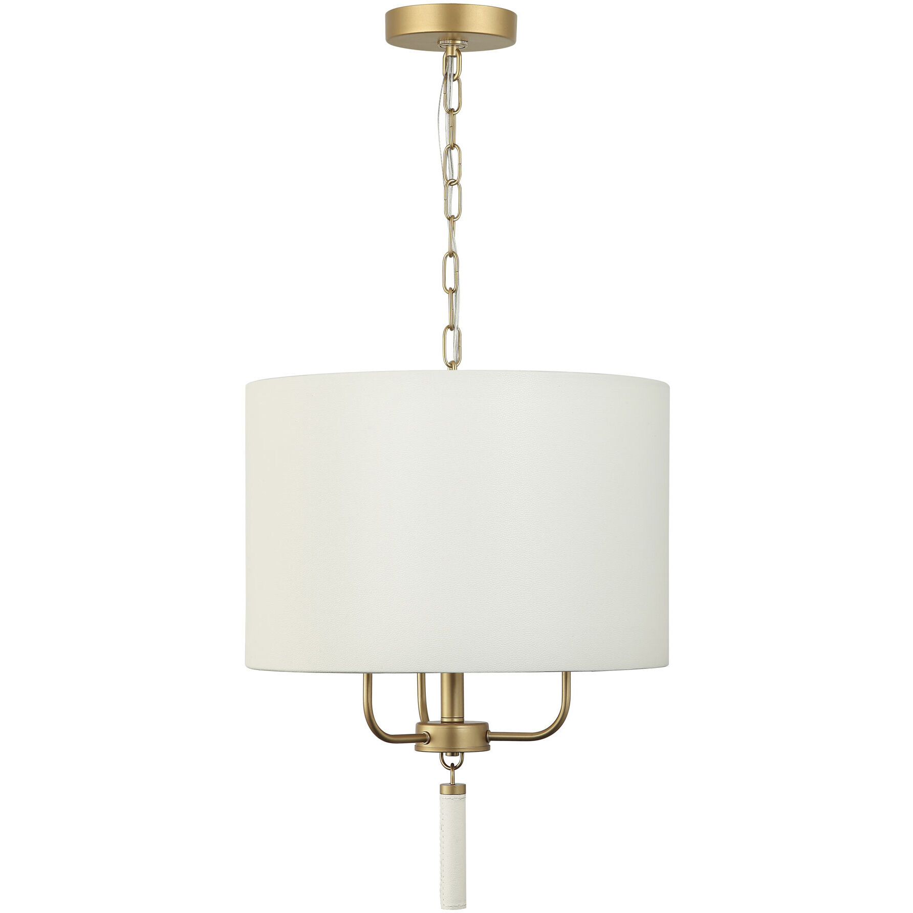 Secret Agent 3 Light 18 inch Gold and White Leather Pendant Ceiling Light