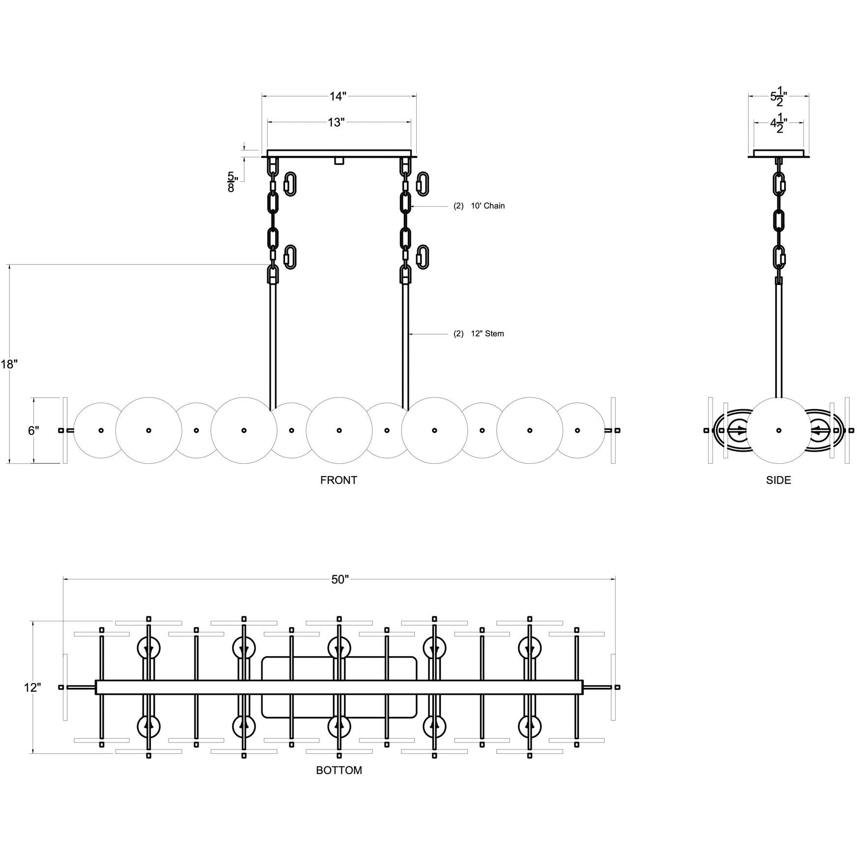 Cosmos 10 Light 50 inch Havana Gold Linear Pendant Ceiling Light, Smithsonian Collaboration