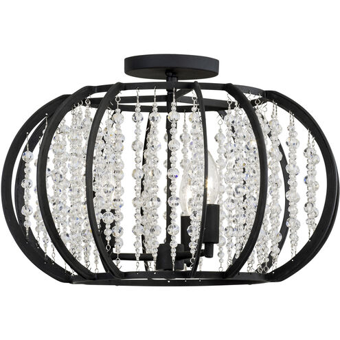 Caesar 3 Light 11 inch Carbon Semi-Flush Ceiling Light