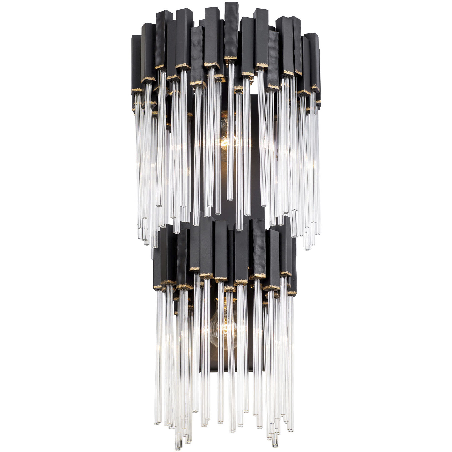 Matrix 2 Light 12.5 inch Matte Black and French Gold Wall Sconce Wall Light in Matte Black/French Gold