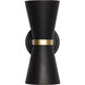 Mad Hatter 2 Light 5 inch Matte Black and French Gold Wall Sconce Wall Light