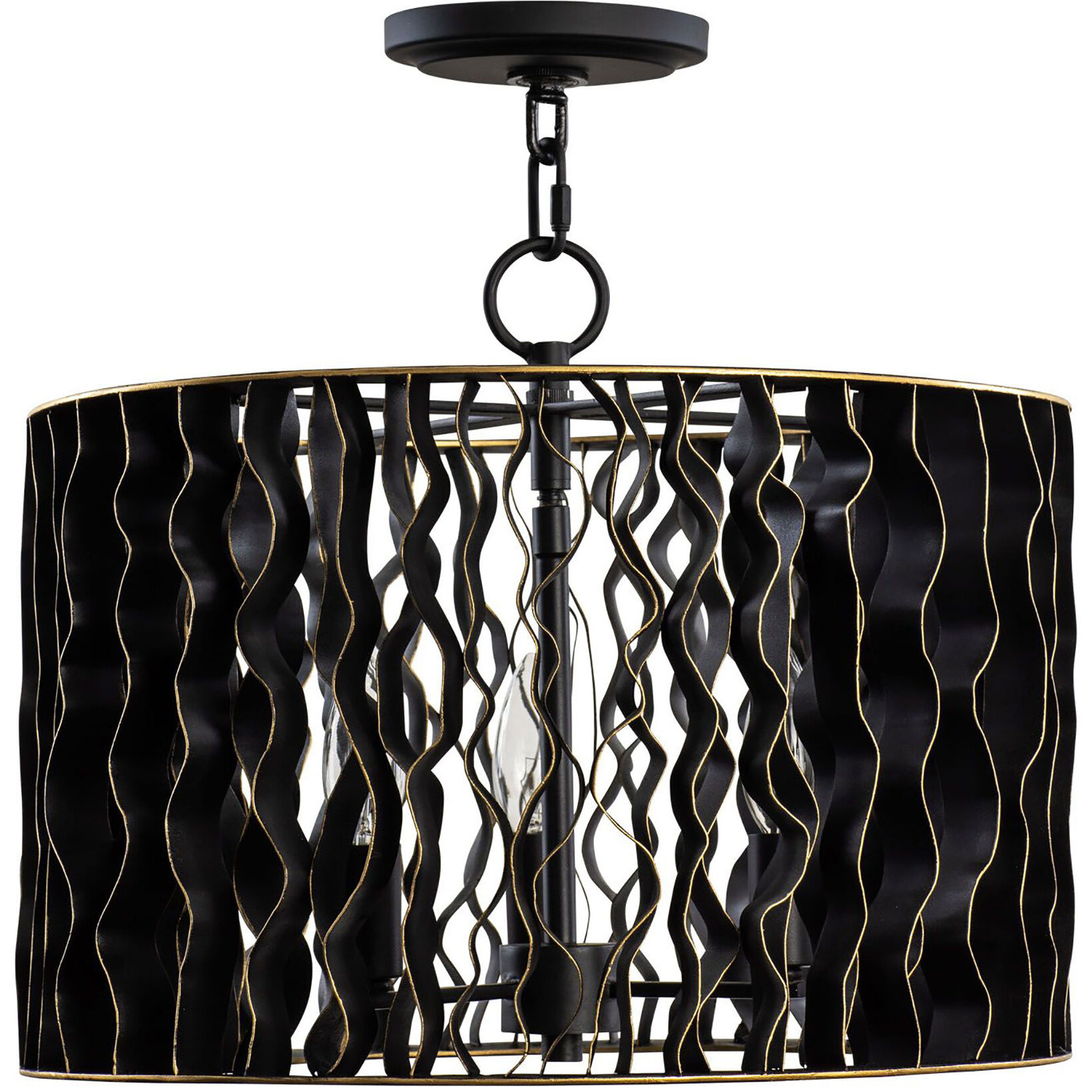 Estela 3 Light 16 inch Matte Black Pendant Ceiling Light, Smithsonian Collaboration