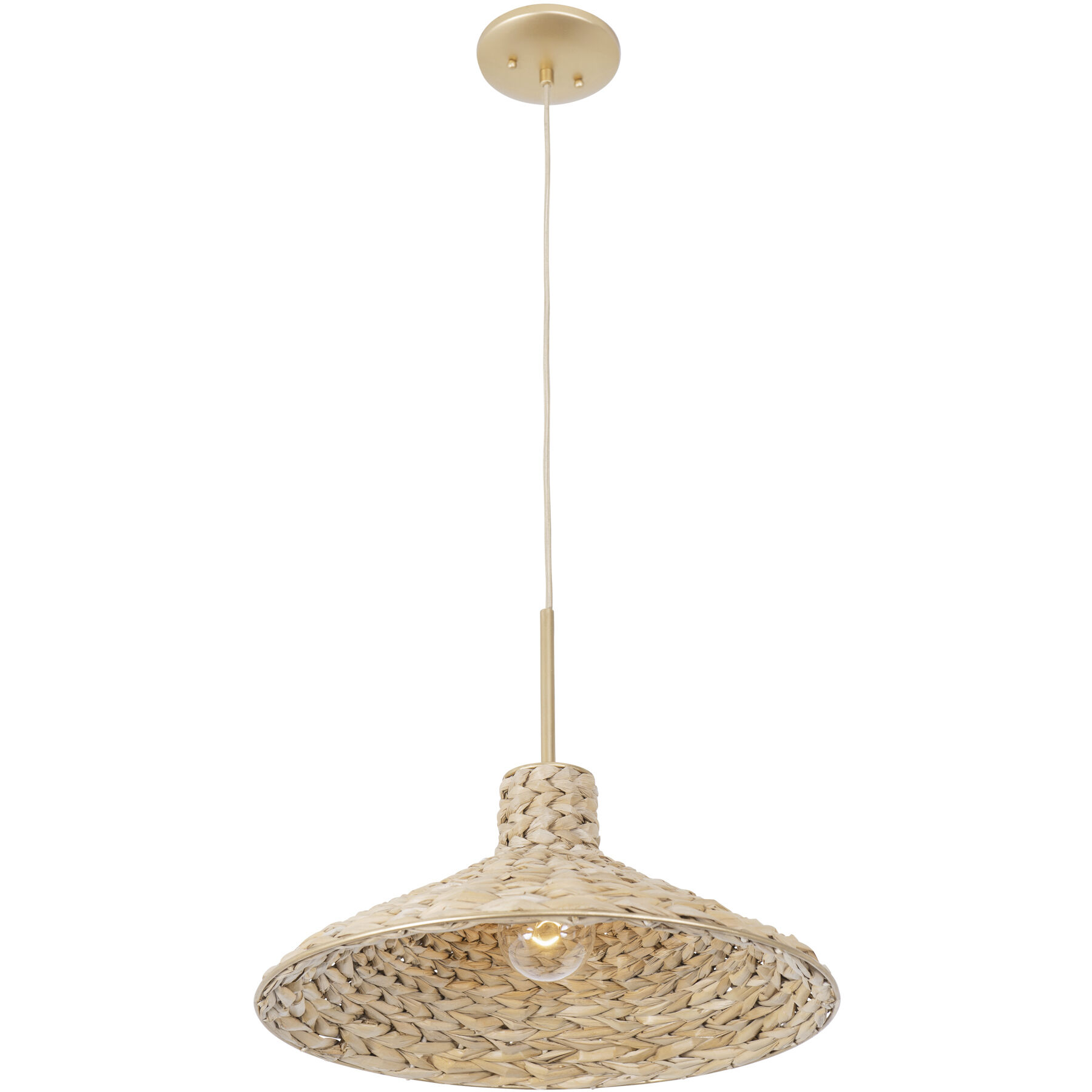 Hilton Head 1 Light 18.25 inch French Gold with Natural Seagrass Pendant Ceiling Light