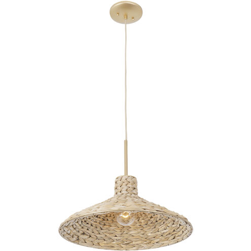 Hilton Head 1 Light 18.25 inch French Gold with Natural Seagrass Pendant Ceiling Light