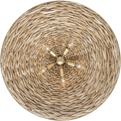 Hilton Head 5 Light 26.25 inch French Gold with Natural Seagrass Pendant Ceiling Light