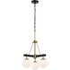 Allie 3 Light 18 inch Black and Satin Brass Chandelier Ceiling Light