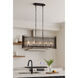 Park Row 5 Light 36 inch Matte Black and French Gold Linear Pendant Ceiling Light, Smithsonian Collaboration