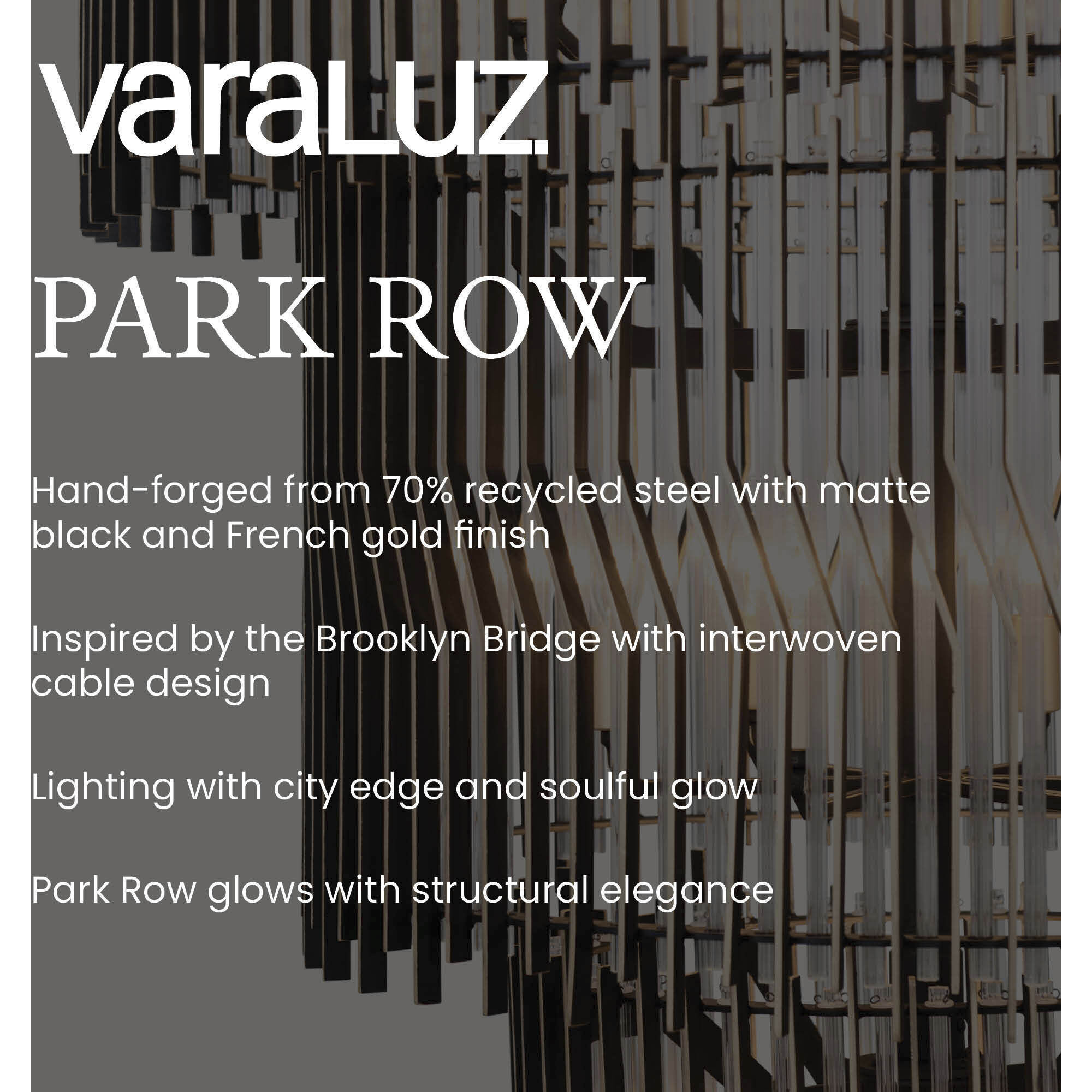 Park Row 10 Light 24 inch Matte Black and French Gold Chandelier Ceiling Light