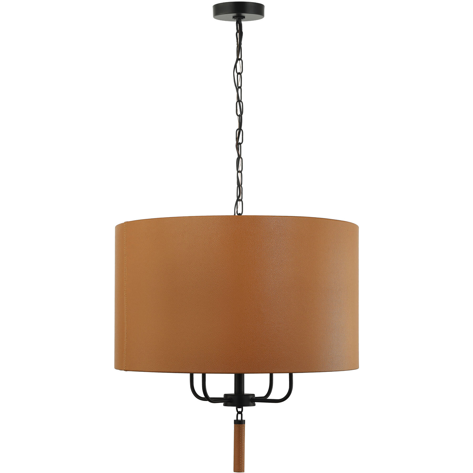 Secret Agent 4 Light 24 inch Black and Camel Leather Pendant Ceiling Light