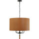 Secret Agent 4 Light 24 inch Black and Camel Leather Pendant Ceiling Light
