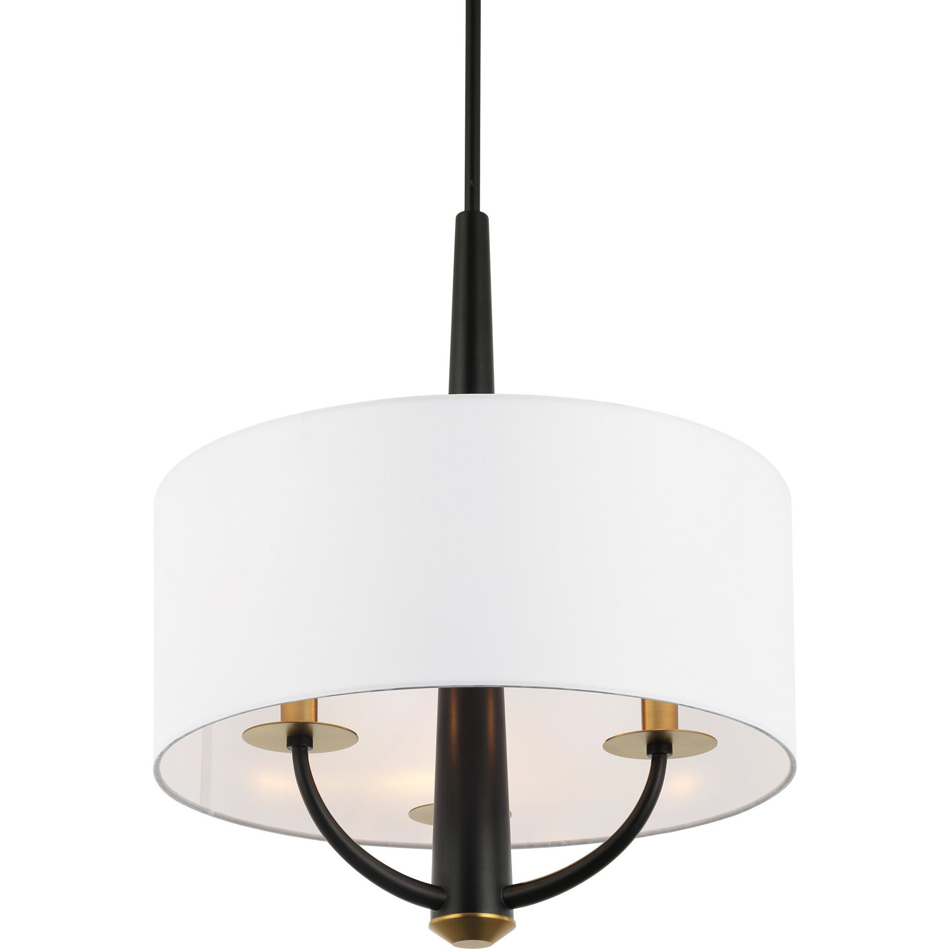 Patchwork 3 Light 18 inch Black with Satin Brass Pendant Ceiling Light in Black/Satin Brass