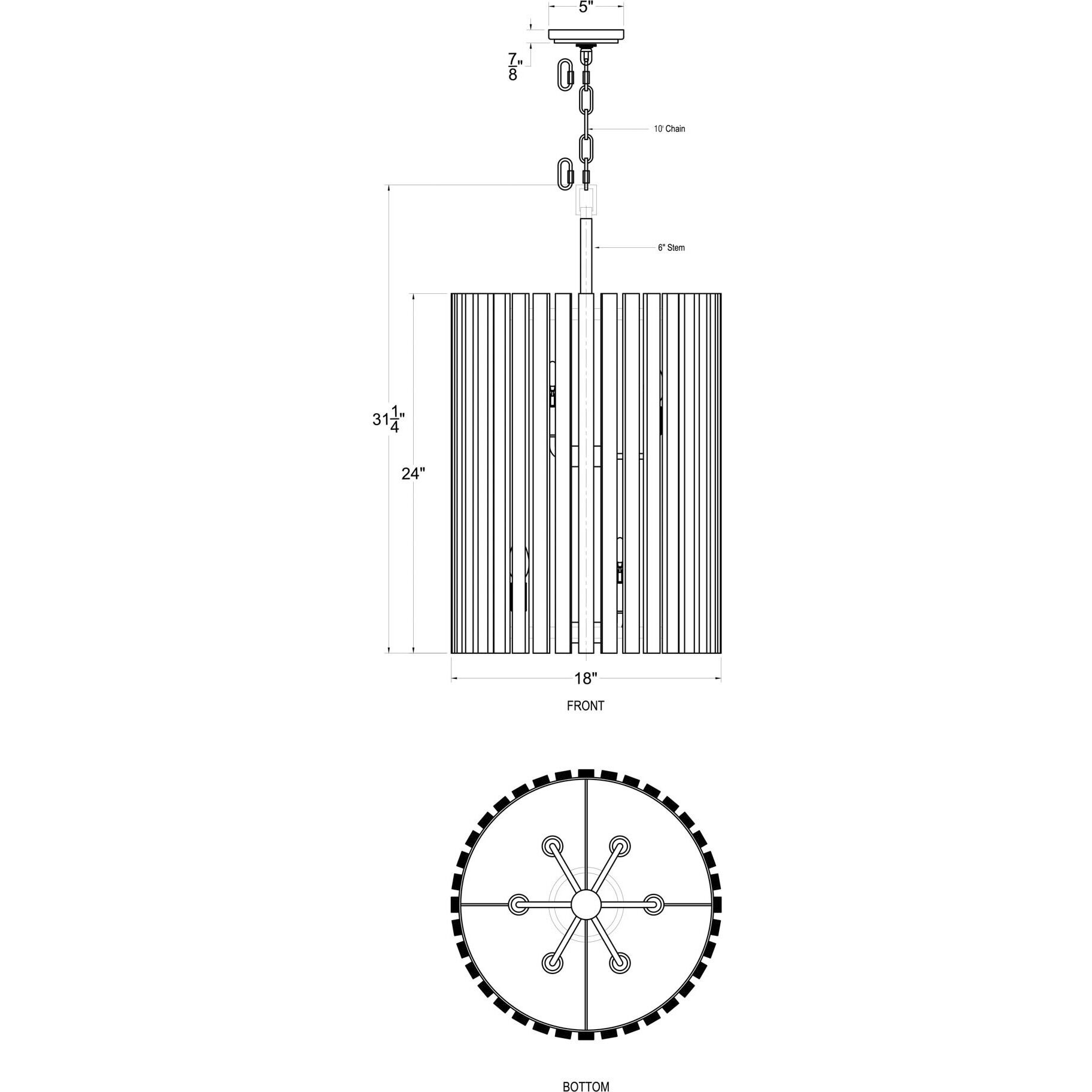 Suratto 6 Light 18 inch Matte Black Foyer Pendant Ceiling Light