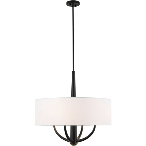 Patchwork 4 Light 24 inch Black with Satin Brass Pendant Ceiling Light