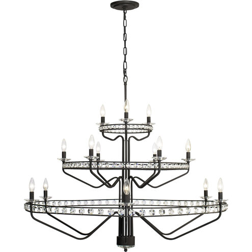 Monroe 15 Light 48 inch Carbon Black Chandelier Ceiling Light