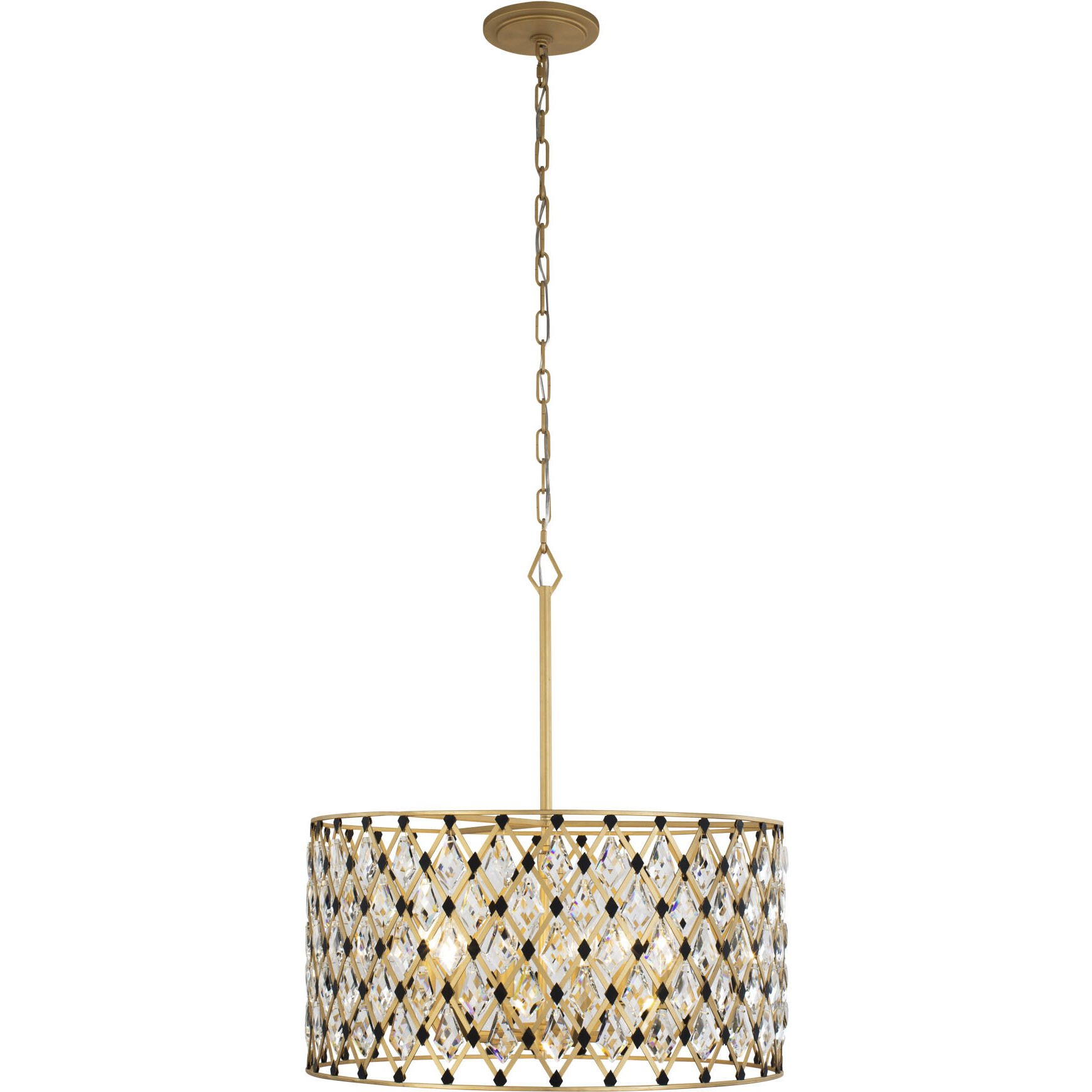 Windsor 6 Light 25 inch French Gold and Matte Black Pendant Ceiling Light