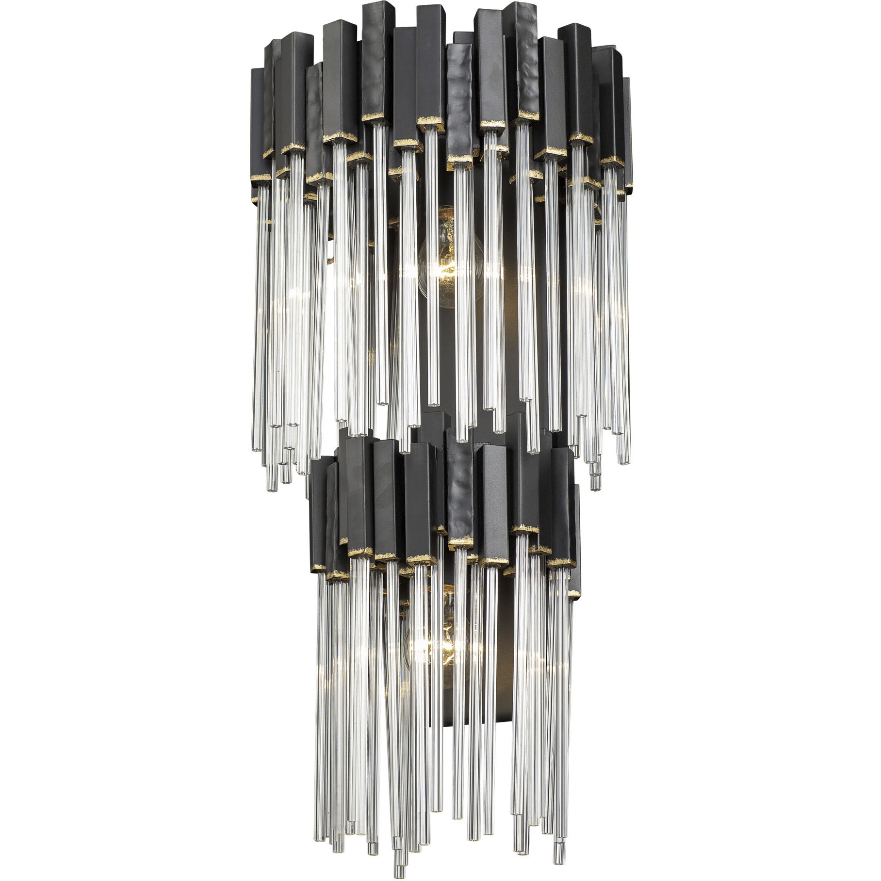 Matrix 2 Light 12.5 inch Matte Black and French Gold Wall Sconce Wall Light in Matte Black/French Gold