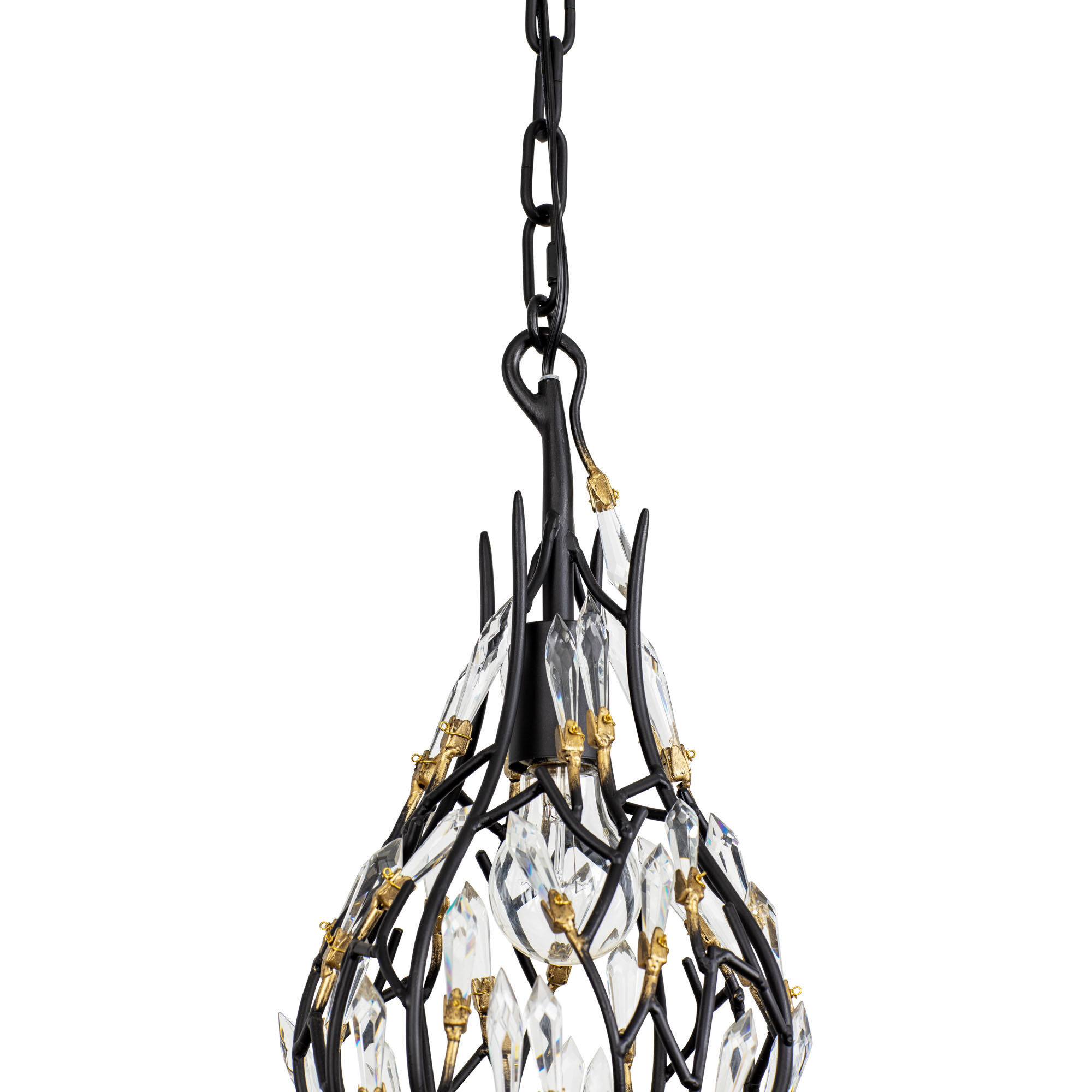 Bask 1 Light 8 inch Matte Black and French Gold Mini Pendant Ceiling Light in Matte Black/French Gold