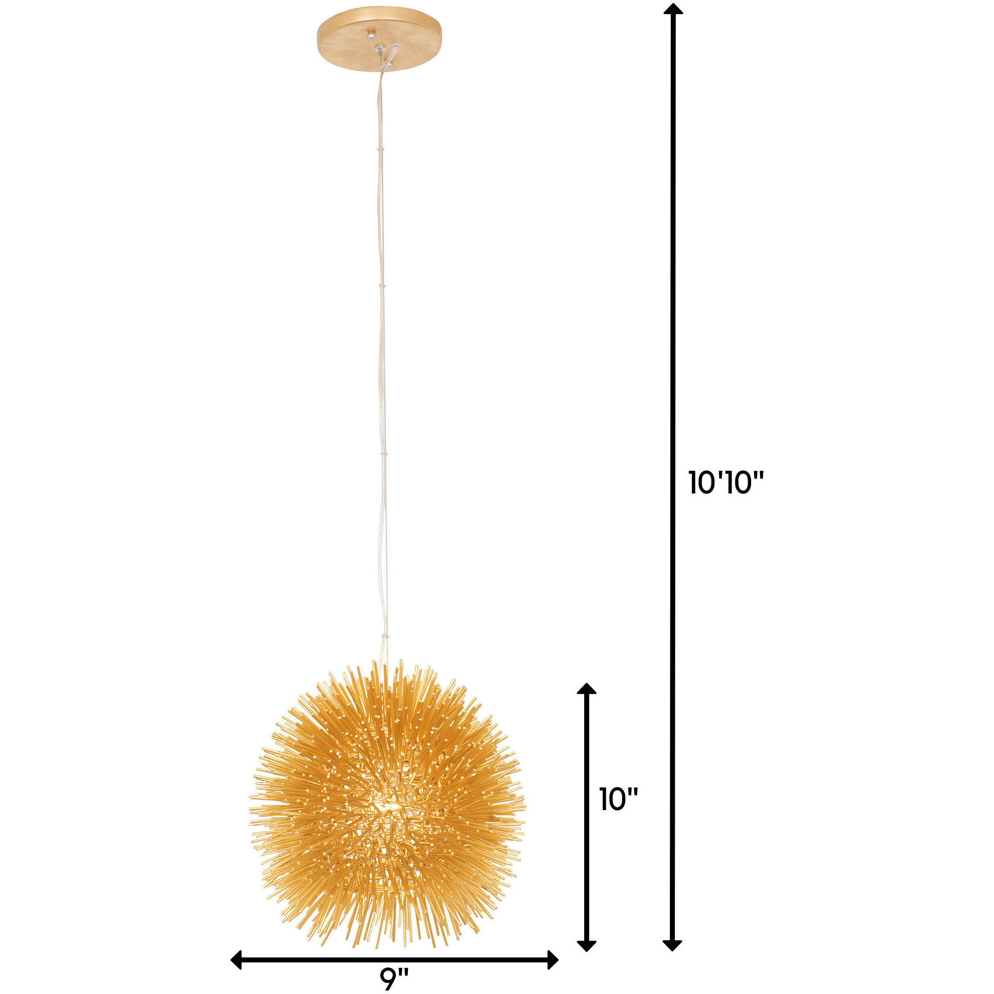Urchin 1 Light 9 inch Gold Mini Pendant Ceiling Light