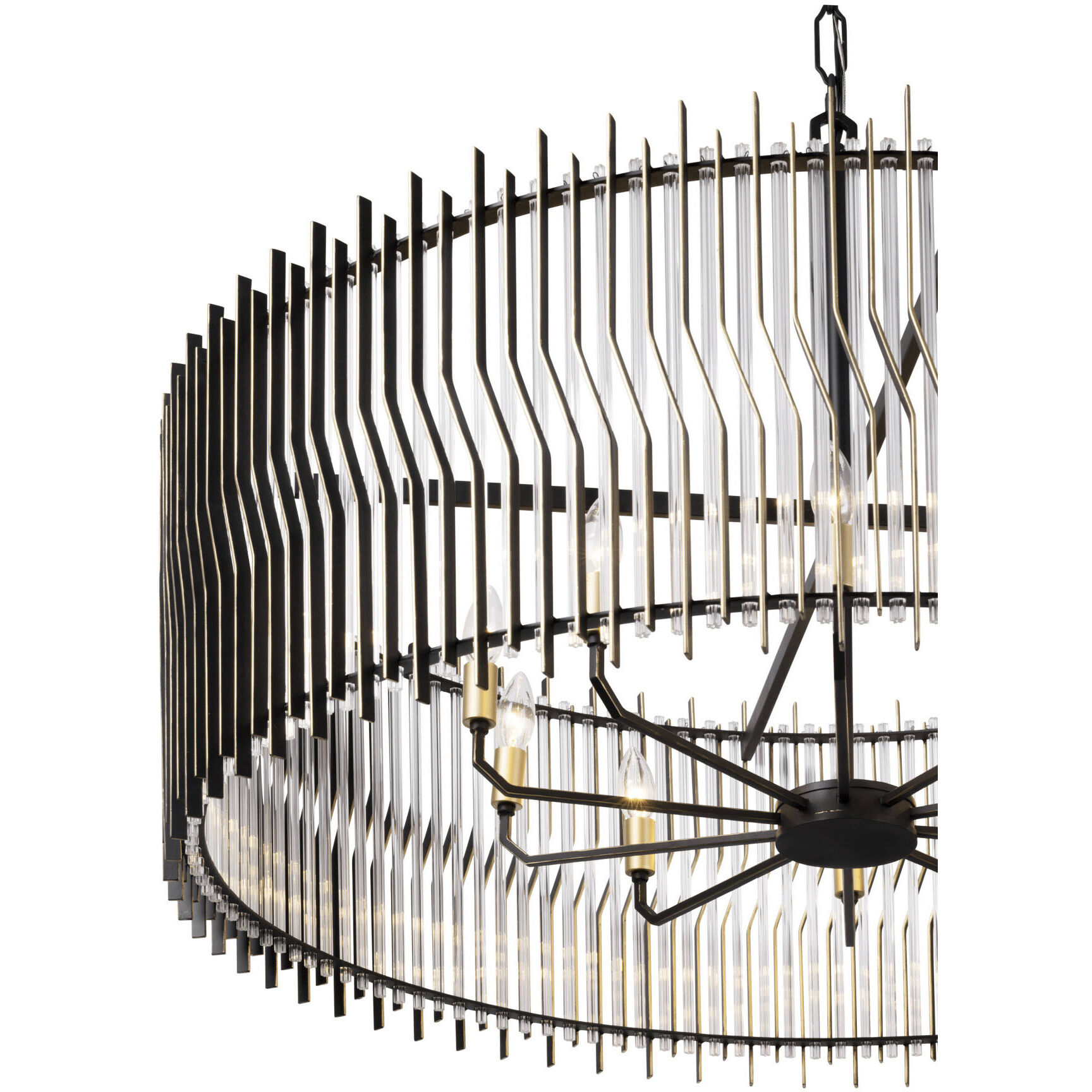 Park Row 10 Light 40 inch Matte Black and French Gold Pendant Ceiling Light, Smithsonian Collaboration